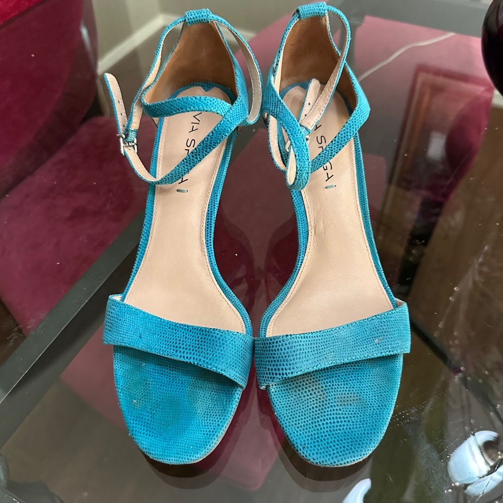 Via Spiga Turquoise Strappy High Heeled Sandal 9.5